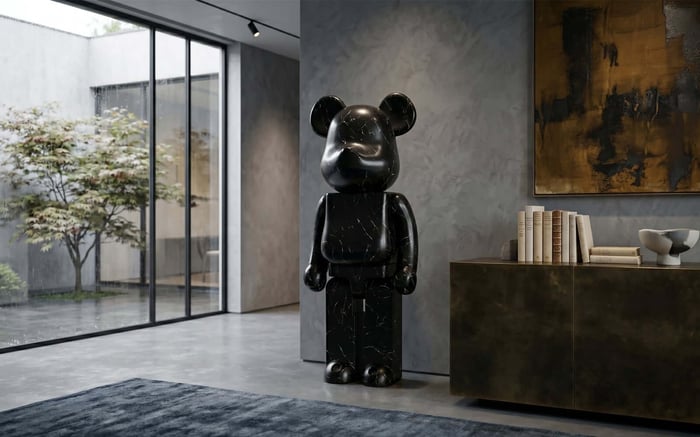 Premium designer bear statue by Giant Sculptures in luxury interior setting
