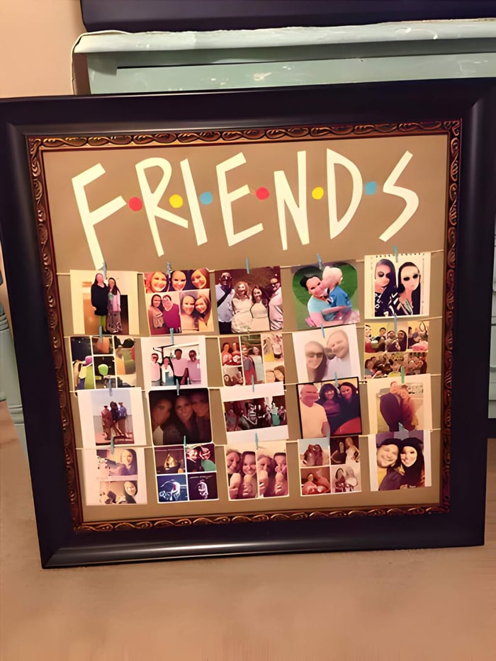 a black framed image containing lots of photos of people and the word "friends" above