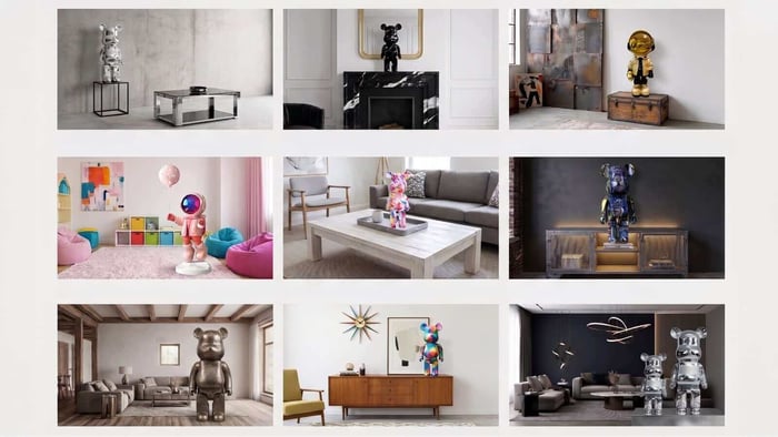 Fifteen interior sculpture ideas for living rooms — designer statement pieces in styled homes.