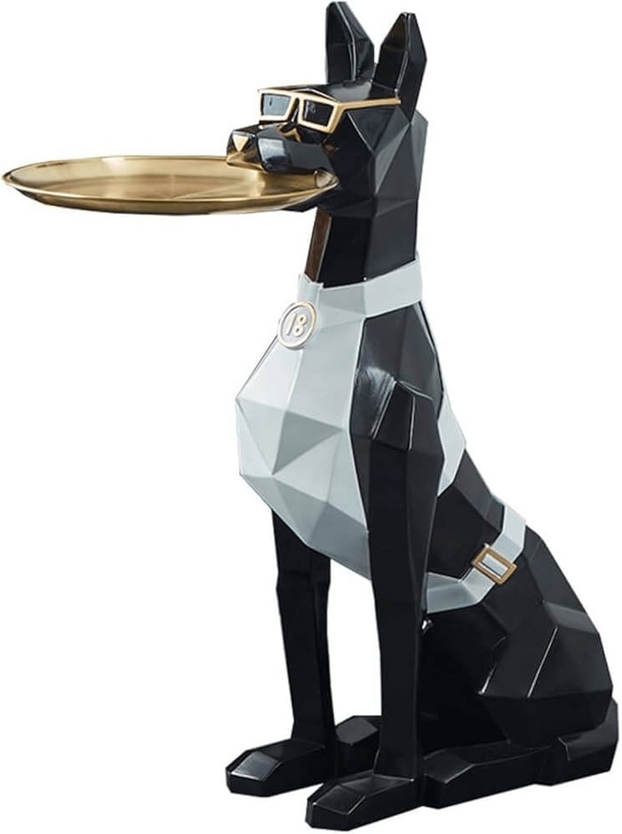 WAYUTO Resin Dog Sculpture with Serving Tray
