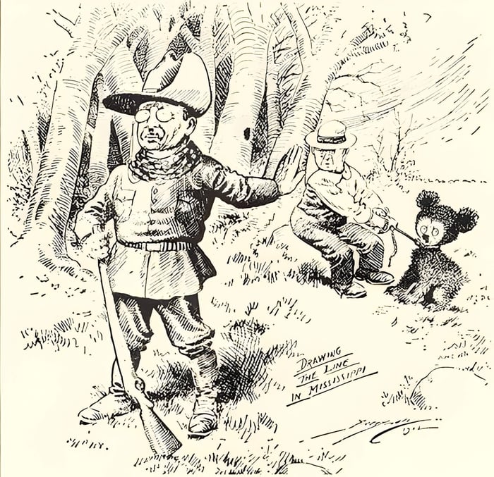 A artist sketch drawing of Roosevelt hunting