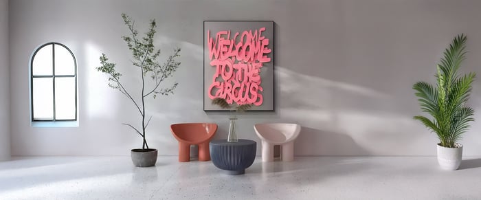 Minimalistic room with neon 