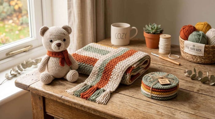 'Weekend crochet gift projects — amigurumi, scarves, coasters, and homemade crochet gifts.