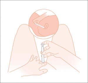 Put the tool + suppository into your vagina and press the plunger to deposit the pill.
