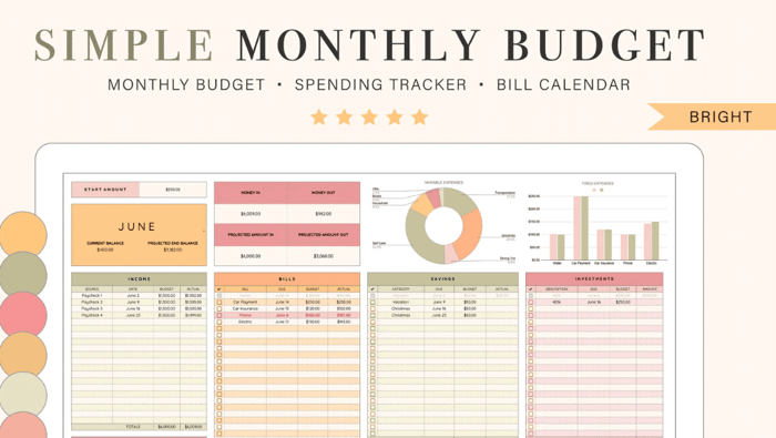 simple spreadsheet for monthly budget