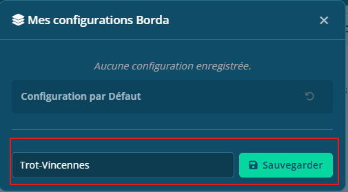 Sauvegarder une config Borda