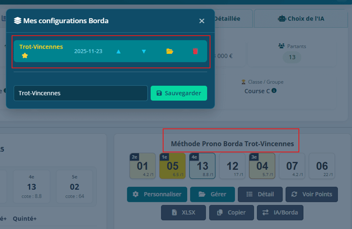 Liste des configurations