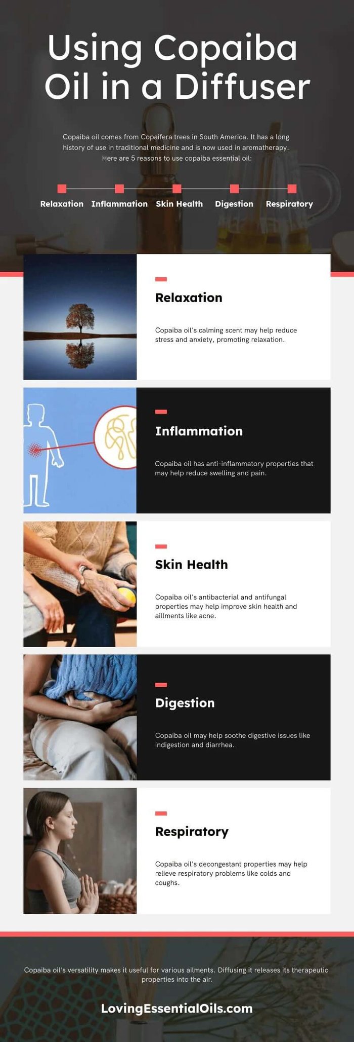 What are the benefits of using copaiba essential oil in a diffuser