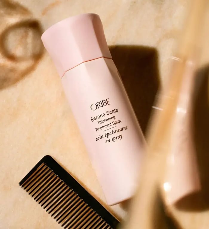 Oribe Serene Scalp Thickening Treatment Spray helps boost hair growth