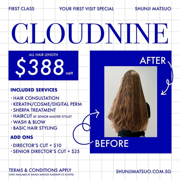 For just $388, you can enjoy either a Japanese Soft Rebonding or Keratin Treatment, bundled with a Senior Master Stylist haircut at 15 Scotts