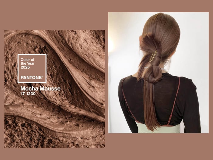 Mocha Mousse hair color is a medium brown color with soft chocolate undertones.