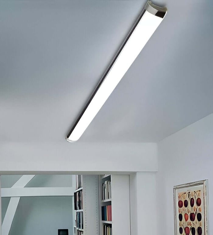 Batten Lights installed on a ceiling in a modern interior for even lighting.