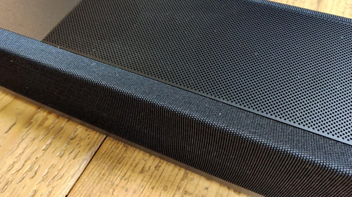 Close-up of the sleek Sennheiser Ambeo Soundbar Plus