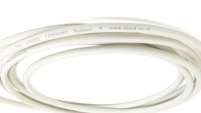 Chord Company RumourX speaker cable 2022 model showcasing the new ChorAlloy banana plugs