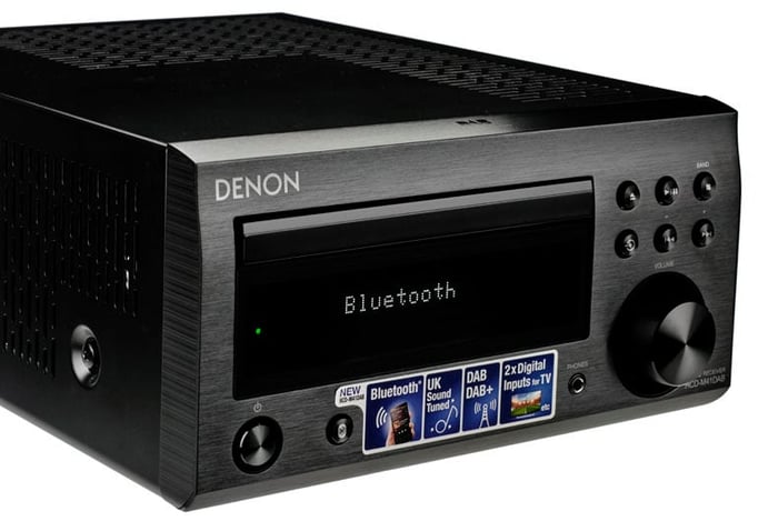 Close-up of Denon D-M41DAB micro system controls