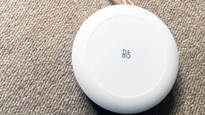 Minimalist control buttons on Bang & Olufsen Beosound A1 2nd Gen