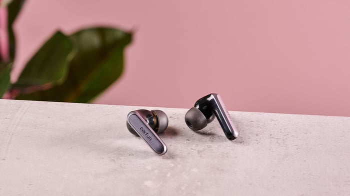 EarFun Air 2 NC earbuds resting on a surface
