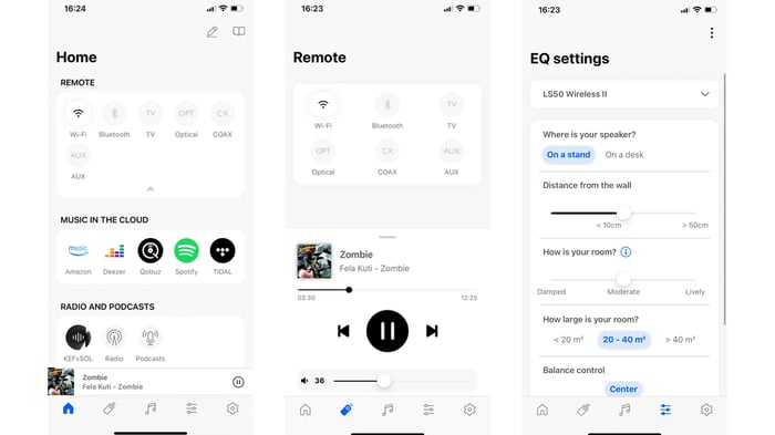KEF LS50 Wireless II app screenshots