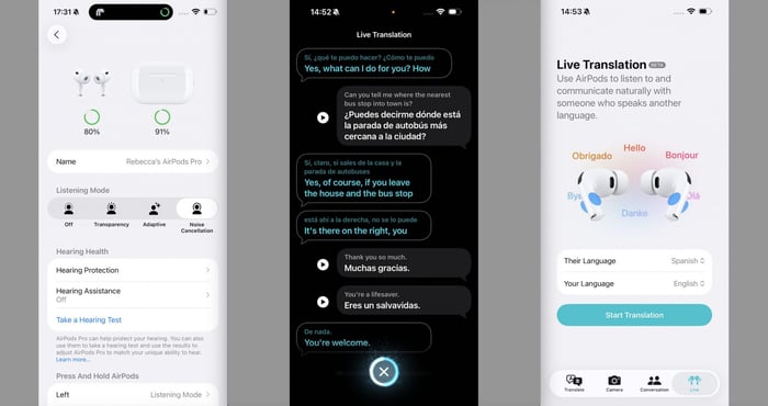 Live Translation and heart rate monitoring on iPhone