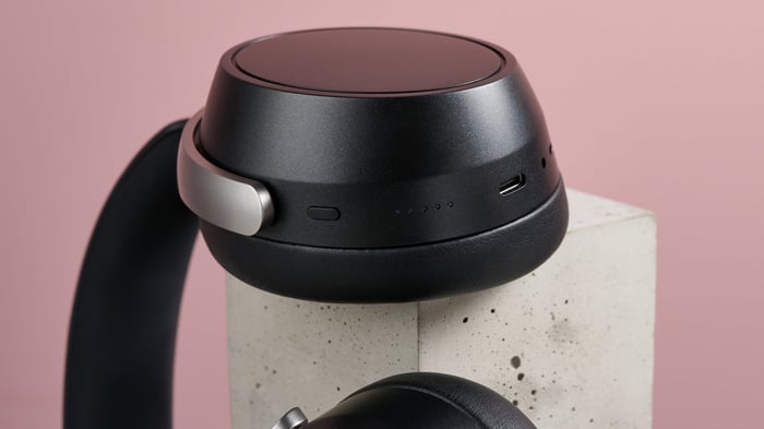 Close-up of Sennheiser HDB 630 earcup