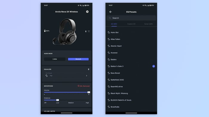 Easy-to-use SteelSeries Arctis app with hundreds of gaming EQ presets