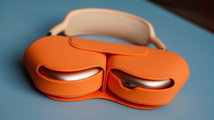 Close-up showing AirPods Max premium materials