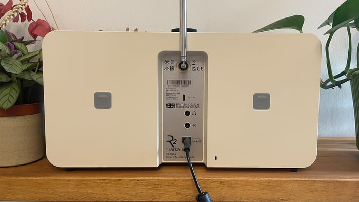 Versatile physical ports include AUX in, headphone out, and USB-C for playback and charging.