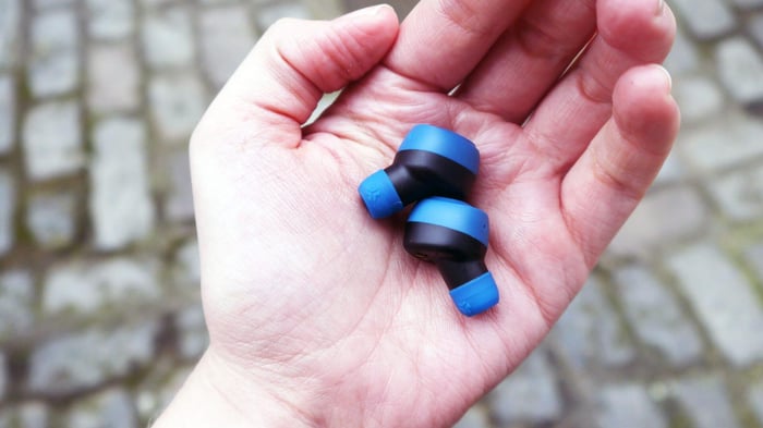 JLab Go Air earbuds and case side view