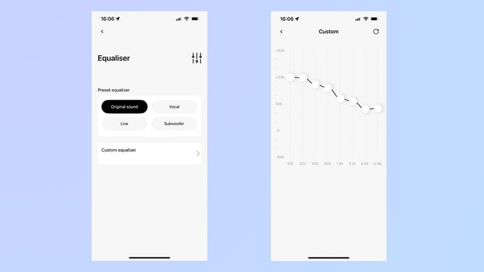 EQ presets in the AceFast app to tailor sound