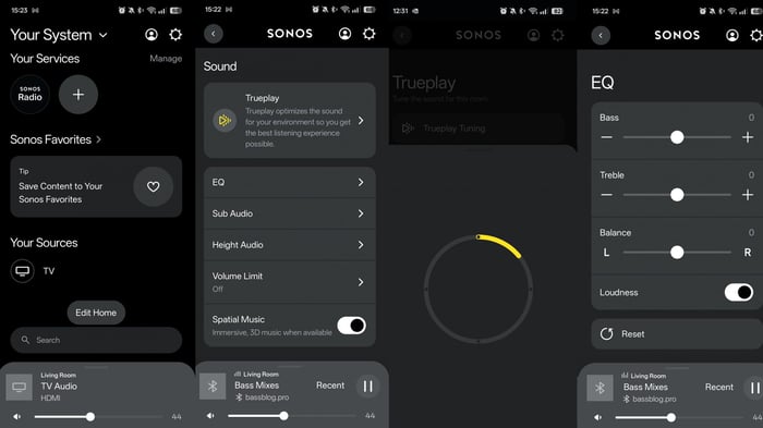 Sonos app tuning screen