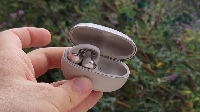 Shokz OpenDots One blending nature and tech with their subtle design.