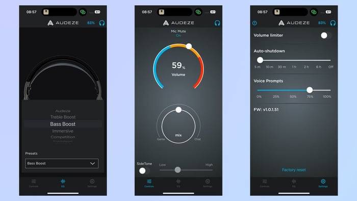 Audeze Maxwell – smartphone app interface