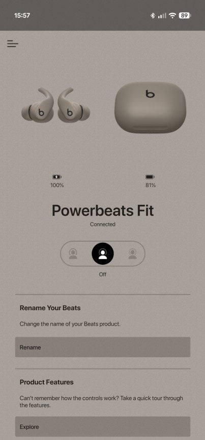 Android App Interface for Powerbeats Fit