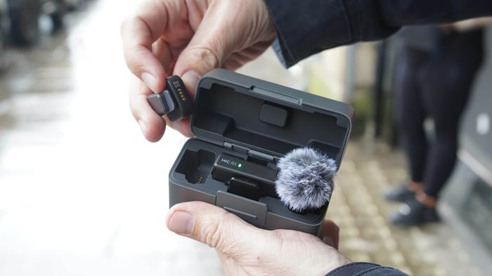 Compact, lightweight wireless microphone system.