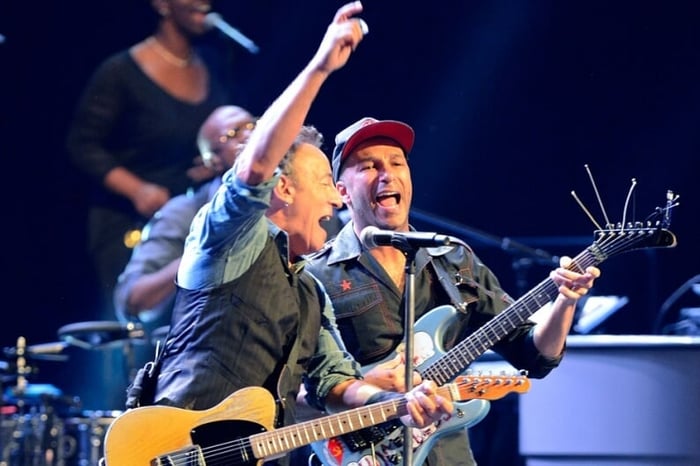 Bruce Springsteen and Tom Morello performing together