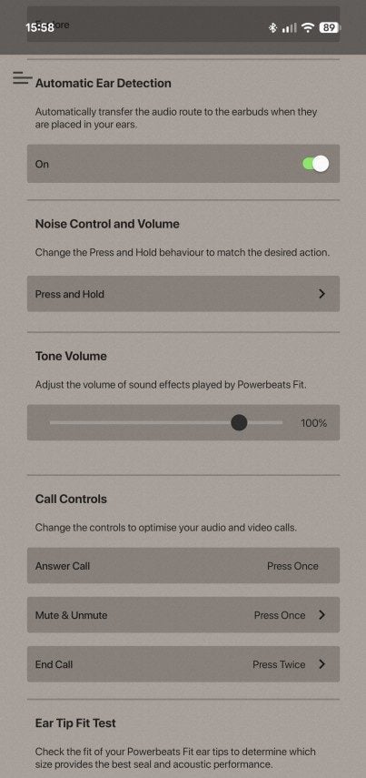 Android App Interface for Powerbeats Fit