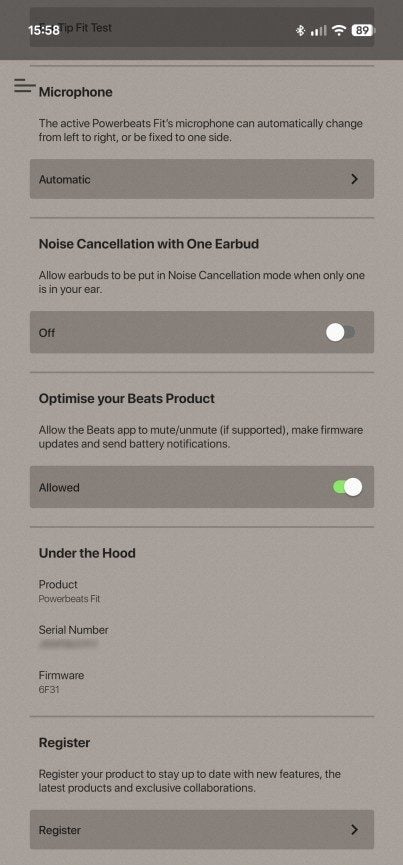Android App Interface for Powerbeats Fit