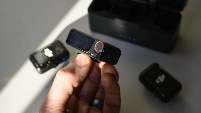 DJI Mic 2 receiver in hand