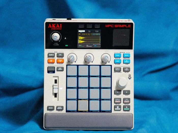 Close-up of the MPC Sample's colorful pads