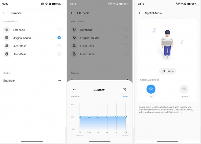 Six-band EQ options in Realme Link