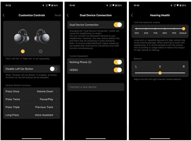EarFun Audio app settings interface