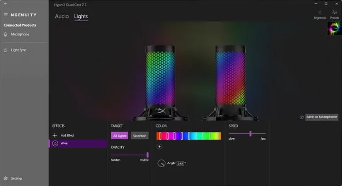 HyperX QuadCast 2 S RGB lighting options