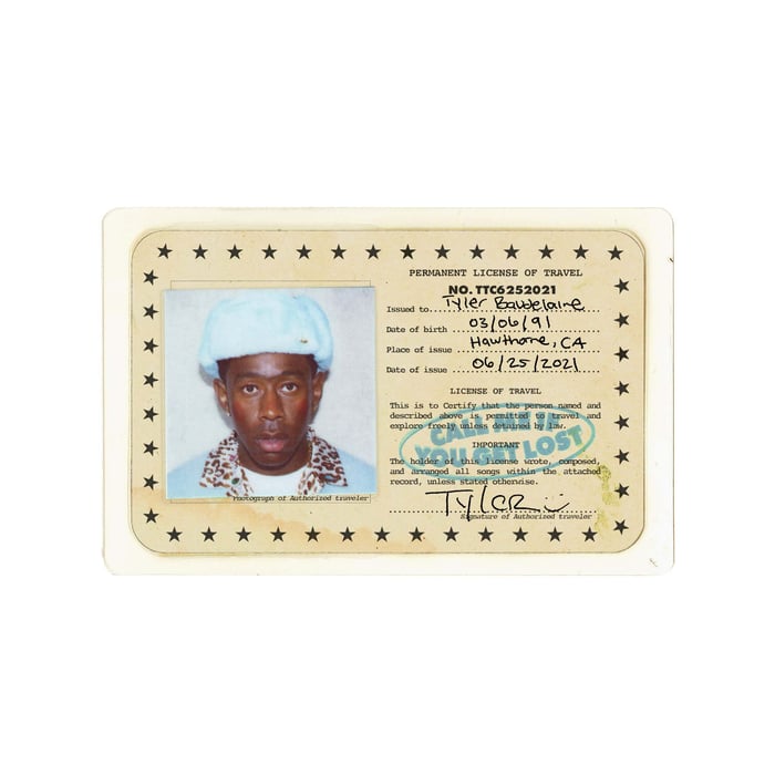 Album cover for Call Me If You Get Lost (passport collage aesthetic)