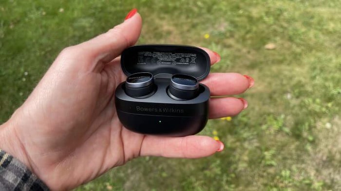 Close-up of Bowers & Wilkins Pi8 earbuds