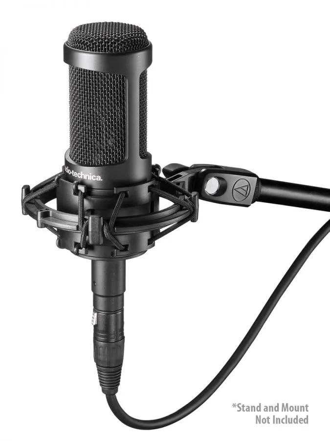 Audio-Technica AT2020USB+ side angle showing tripod stand