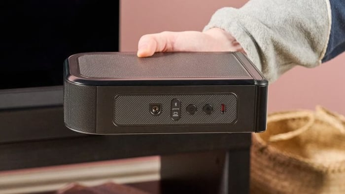Ports and buttons on JBL Bar 1300MK2 surround speaker.