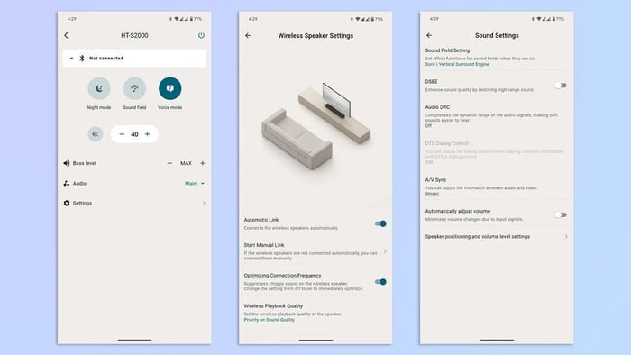 Managing the soundbar via BRAVIA Connect app on a smartphone