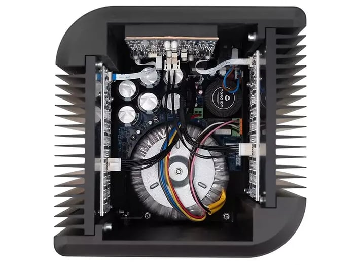 Front view of Grimm Audio PA1 monoblock amplifier