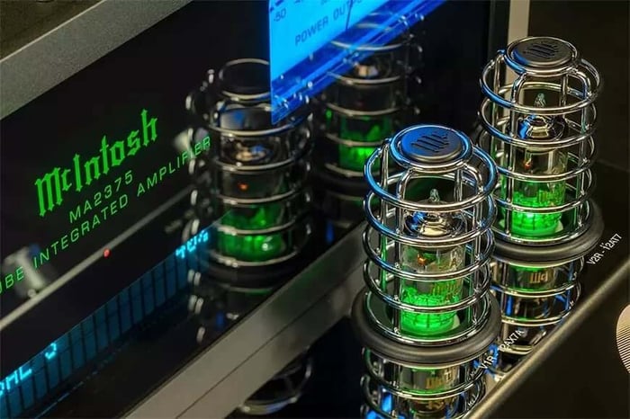 Detailed view of McIntosh MA2375 amplifier front panel