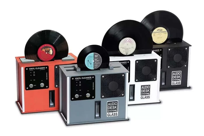 Close-up of AudioDeskSysteme Premium “Silent Core One” vinyl cleaning machine